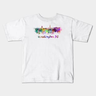 Washington dc skyline in watercolor Kids T-Shirt